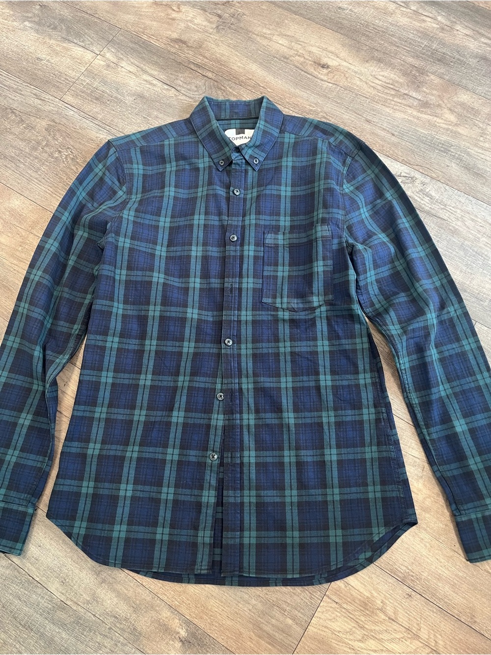 Plaid Button-Down Shirt in Navy and Green